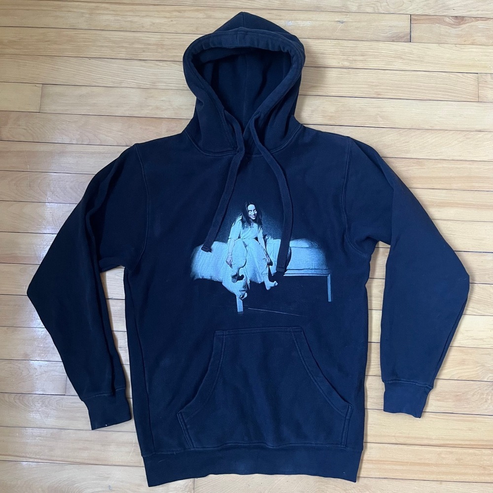 Billie Eilish WWAFAWDWG Album Cover Black Graphic Hoodie Sweatshirt Small